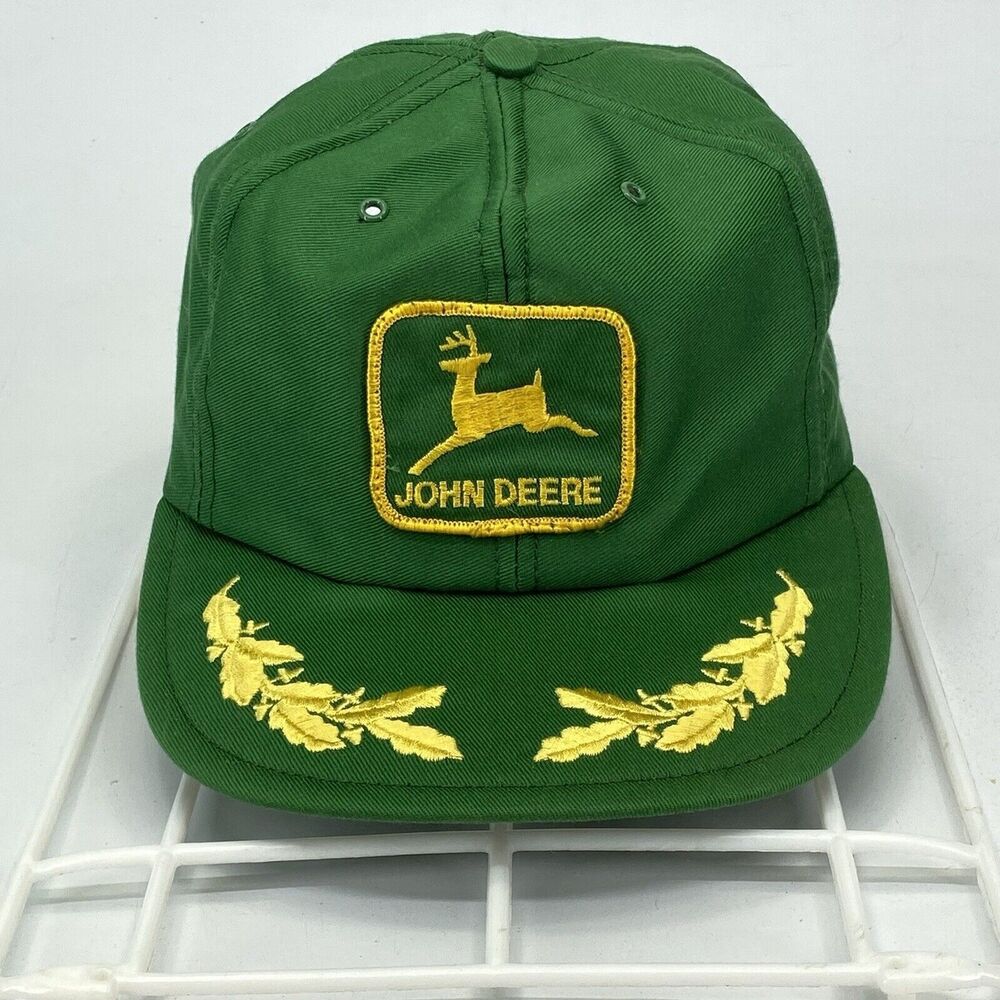 Vintage John Deere Snapback Trucker Hat Patch Louisville USA Gold Leaf‎